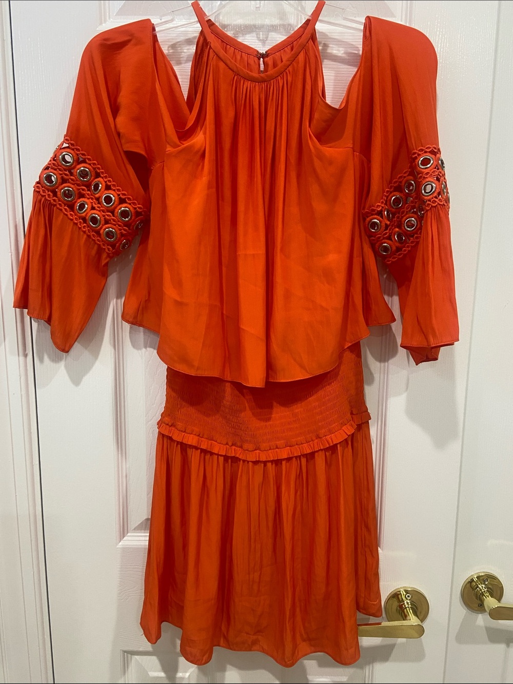 Vibrant Orange Cold Shoulder Top or Mini Dress. New
